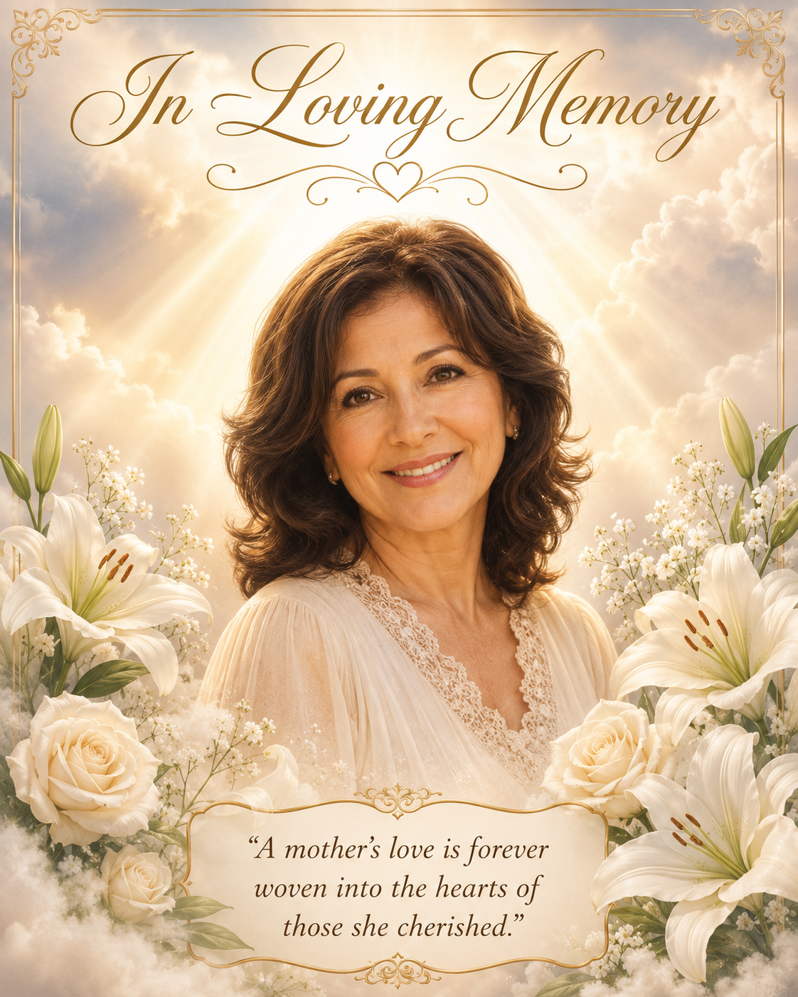 In Loving Memory floral memorial portrait print