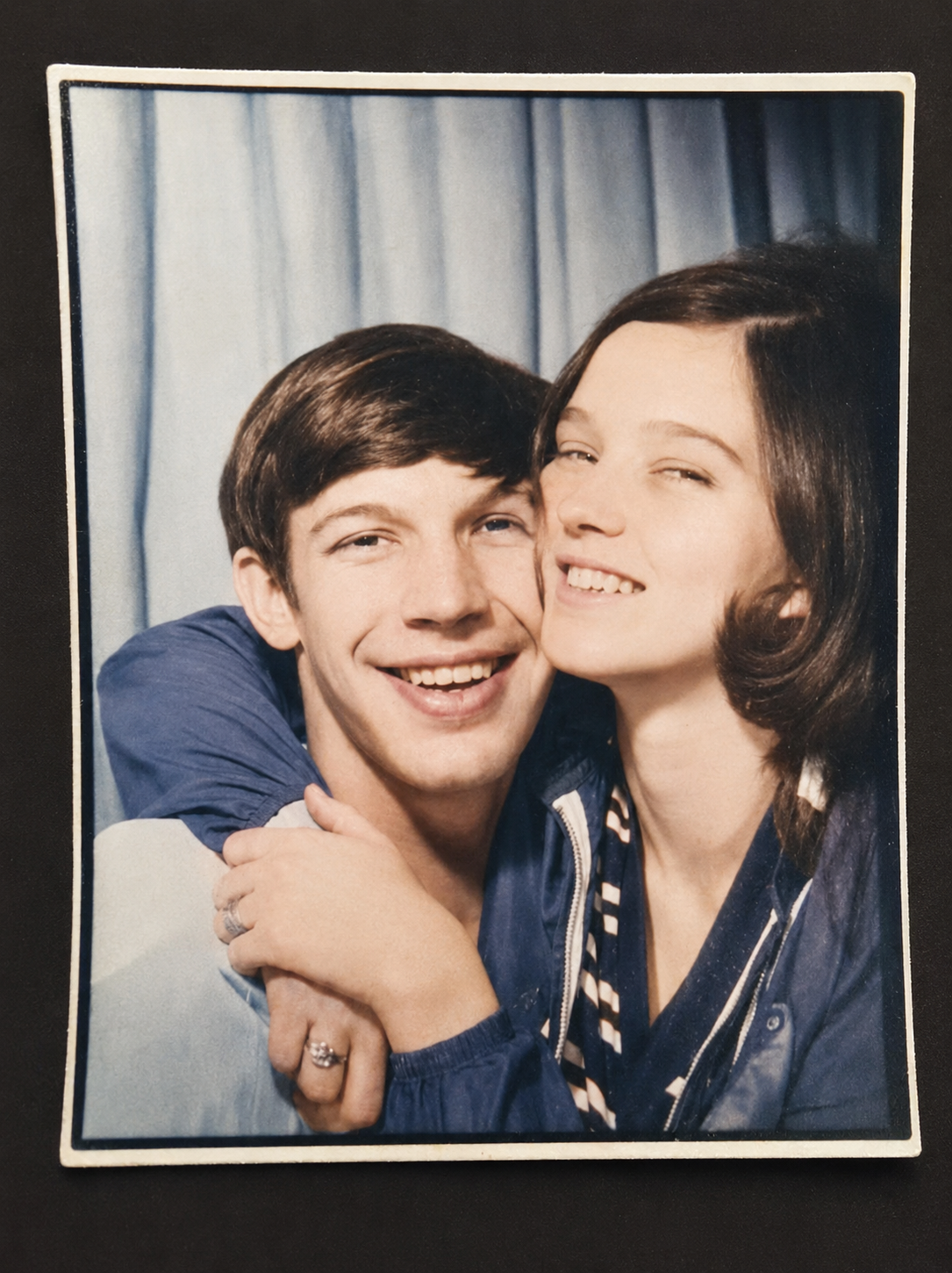 Vintage couple photo booth portrait printed on acrylic